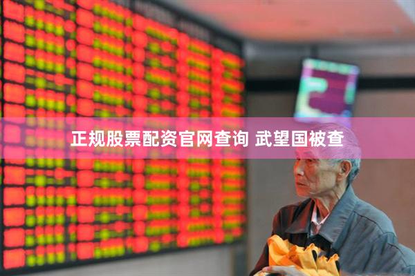 正规股票配资官网查询 武望国被查