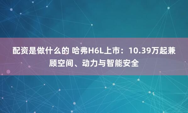 配资是做什么的 哈弗H6L上市：10.39万起兼顾空间、动力与智能安全
